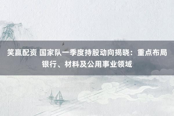 笑赢配资 国家队一季度持股动向揭晓：重点布局银行、材料及公用事业领域