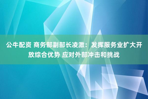 公牛配资 商务部副部长凌激：发挥服务业扩大开放综合优势 应对外部冲击和挑战